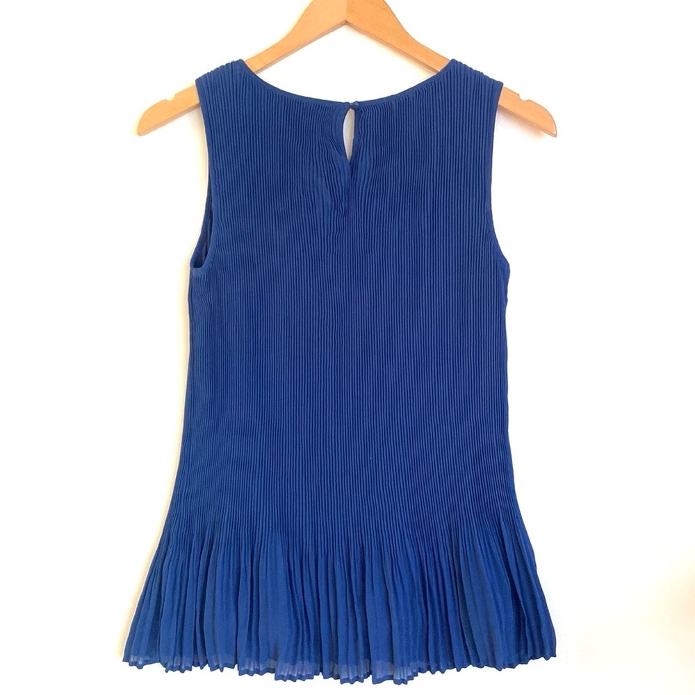 (BN49) Roz & Ali blue pleated sleeveless top, Size Small - Picture 5 of 6